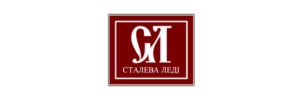 Logo with white 'SL' monogram on a maroon square, bordered by white and gray, featuring Cyrillic text 'СТАЛЕВА ЛЕДІ' underneath.